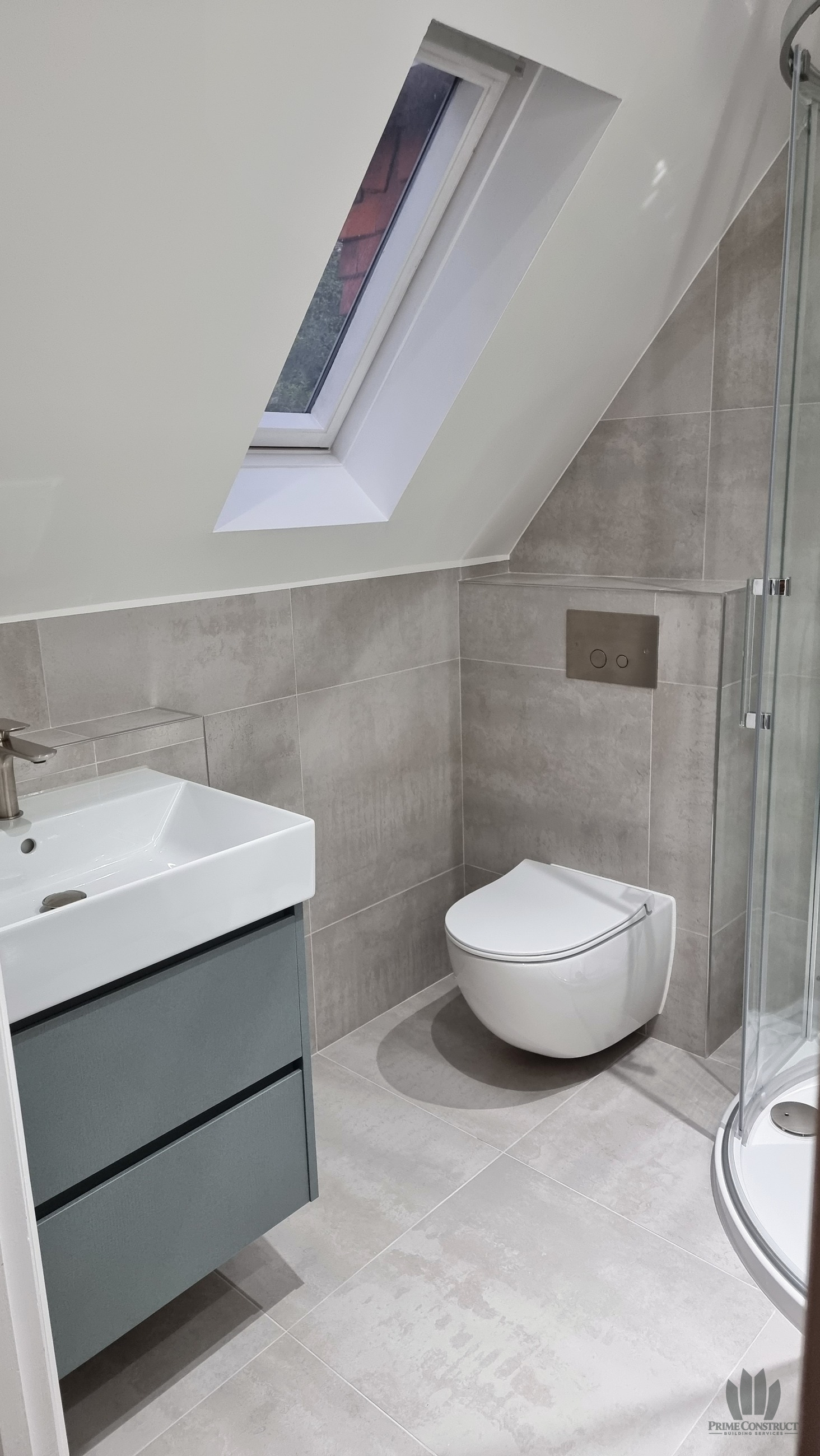 Completed ensuite below the roof window