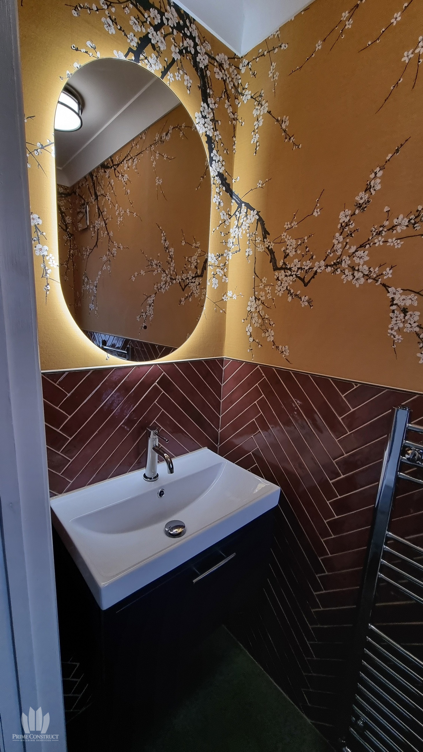 Vanity and backlit mirror