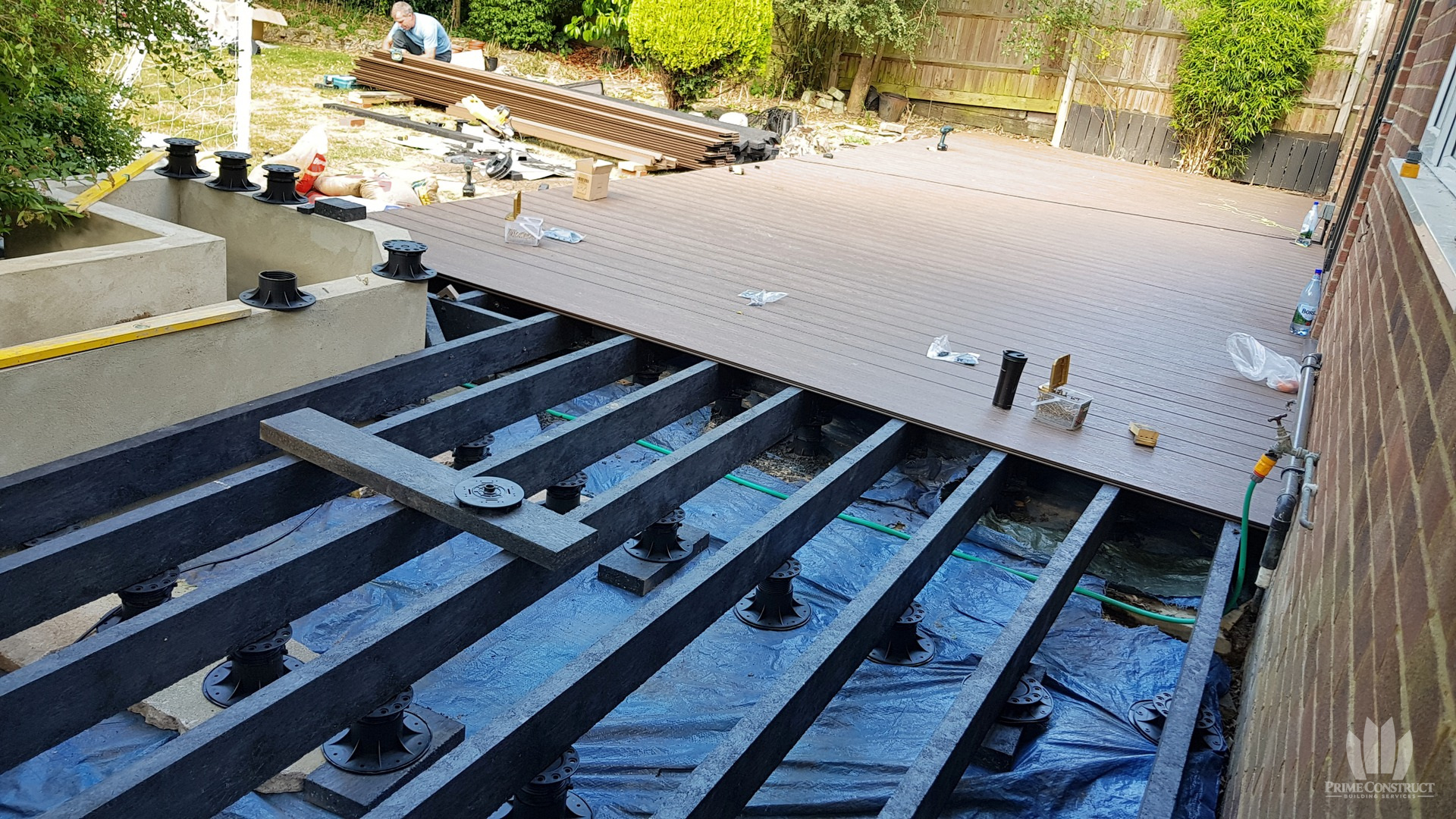 Partially installed boards show the deck assembly.